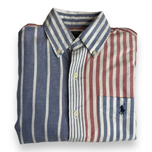 NWT MENS POLO RALPH LAUREN Classic Oxford button down shirt Red White Blue Sz XS - Picture 1 of 10